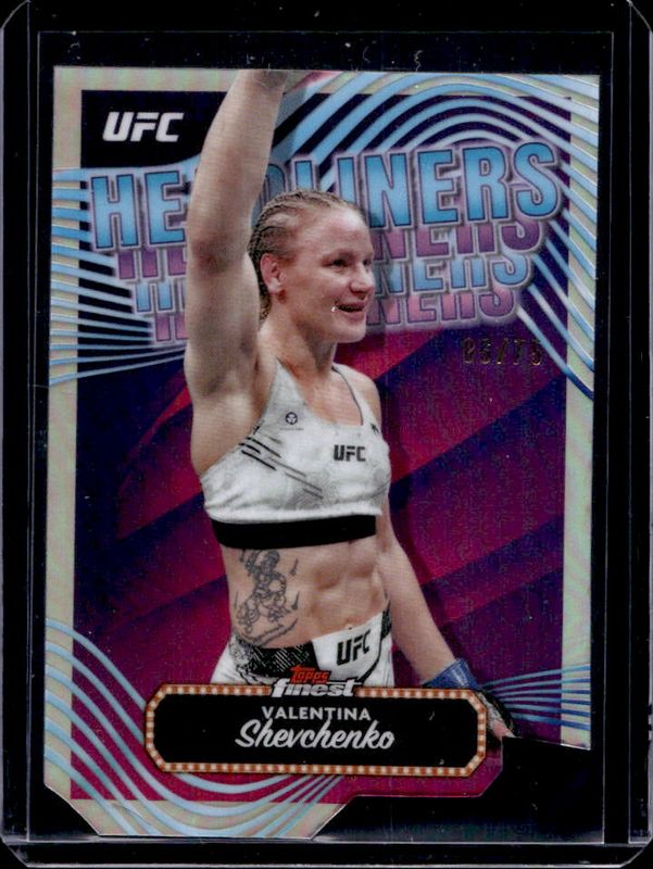 Valentina Shevchenko 2024 Topps Finest UFC #HDL-14 Headliners - Die-Cut Refractor /75 RAW