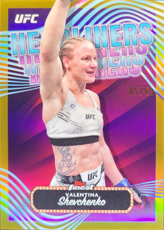 Valentina Shevchenko 2024 Topps Finest UFC #HDL-14 Headliners - Gold Refractor /50 RAW