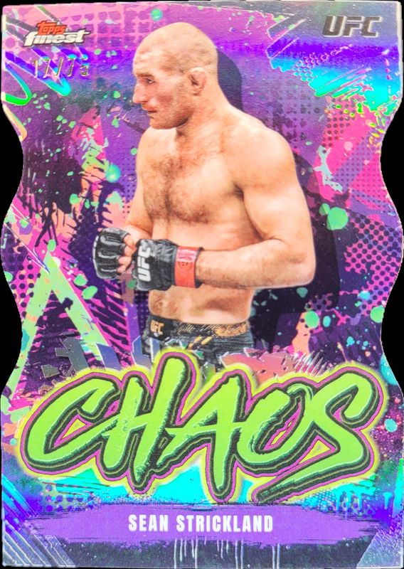 Sean Strickland 2024 Topps Finest UFC #CHA-11 Chaos - Die-Cut Refractor /75 RAW