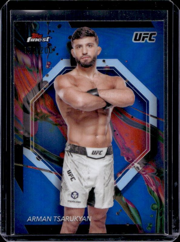 Arman Tsarukyan 2024 Topps Finest UFC #92 Blue Refractor RAW