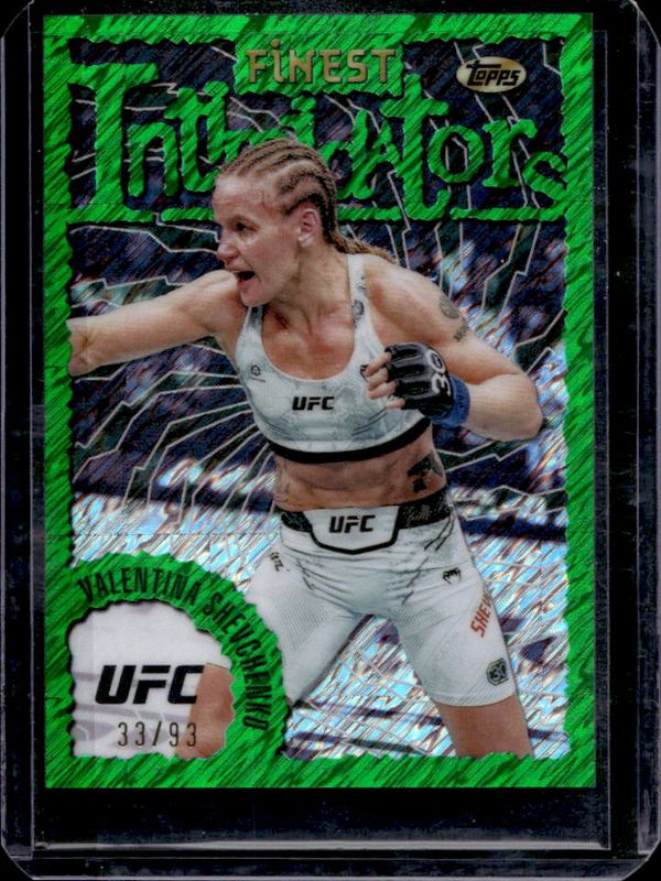 Valentina Shevchenko 2024 Topps Finest UFC #INT-17 Intimidators - Green Shimmer Refractor /93 RAW