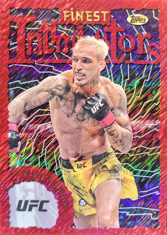Charles Oliveira 2024 Topps Finest UFC #INT-5 Intimidators - Red Shimmer Refractor RAW