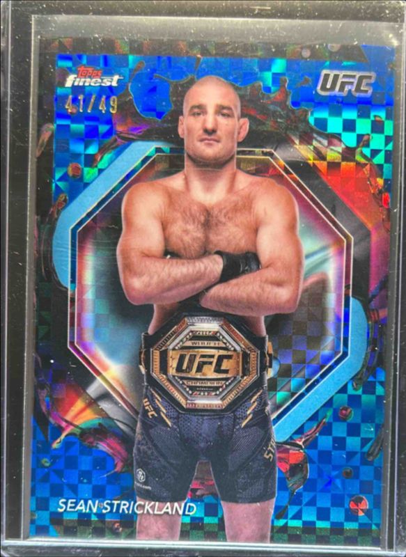 Sean Strickland 2024 Topps Finest UFC #234 Blue Checkerboard Refractor RAW