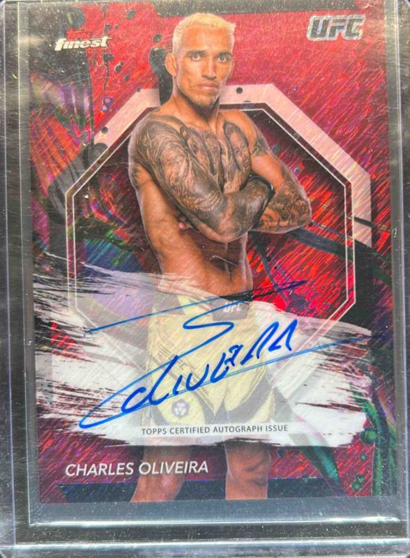 Charles Oliveira 2024 Topps Finest UFC #FA-CSO Finest Autographs - Red Shimmer Refractor RAW