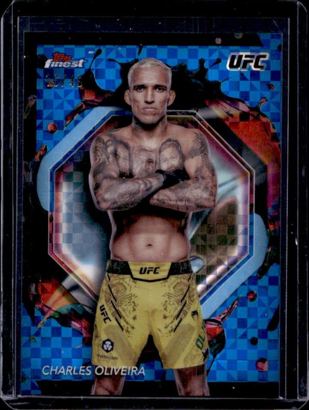 Charles Oliveira 2024 Topps Finest UFC #210 Blue Checkerboard Refractor RAW