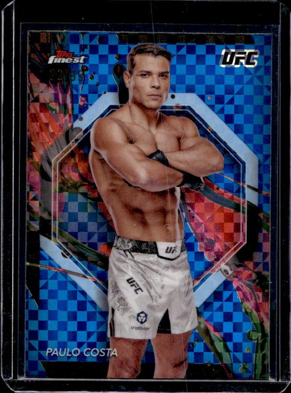 Paulo Costa 2024 Topps Finest UFC #4 Blue Checkerboard Refractor RAW