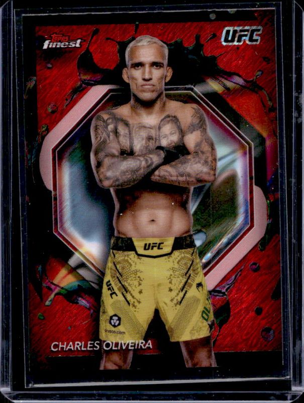 Charles Oliveira 2024 Topps Finest UFC #210 Red Shimmer Refractor RAW