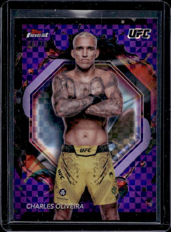 Charles Oliveira 2024 Topps Finest UFC #210 Purple Checkerboard Refractor RAW
