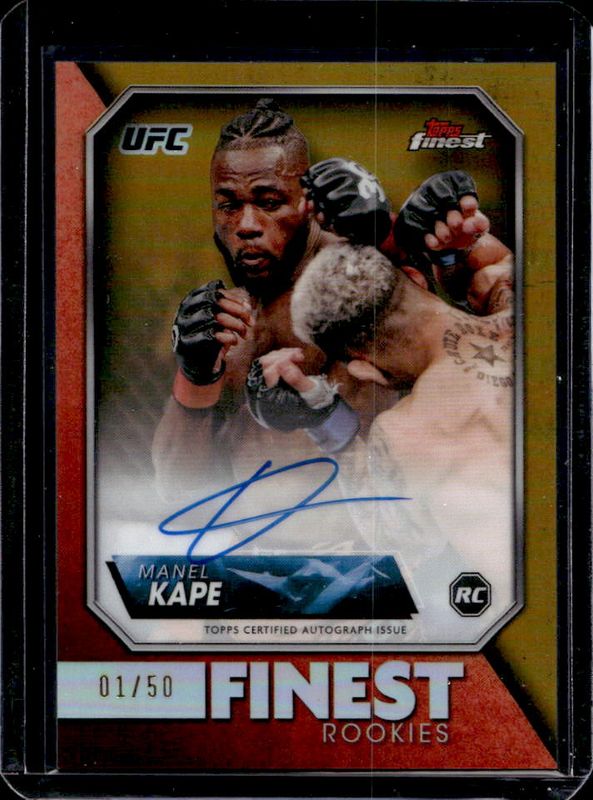 Manel Kape 2024 Topps Finest UFC #RFA-MK Rookie Finest Autographs - Gold Refractor /50 RAW