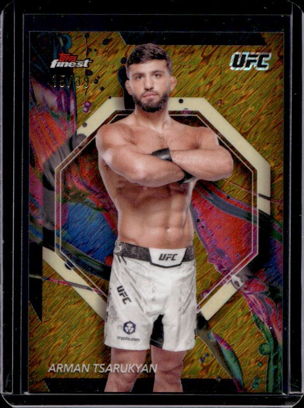 Arman Tsarukyan 2024 Topps Finest UFC #92 Gold Shimmer Refractor /39 RAW