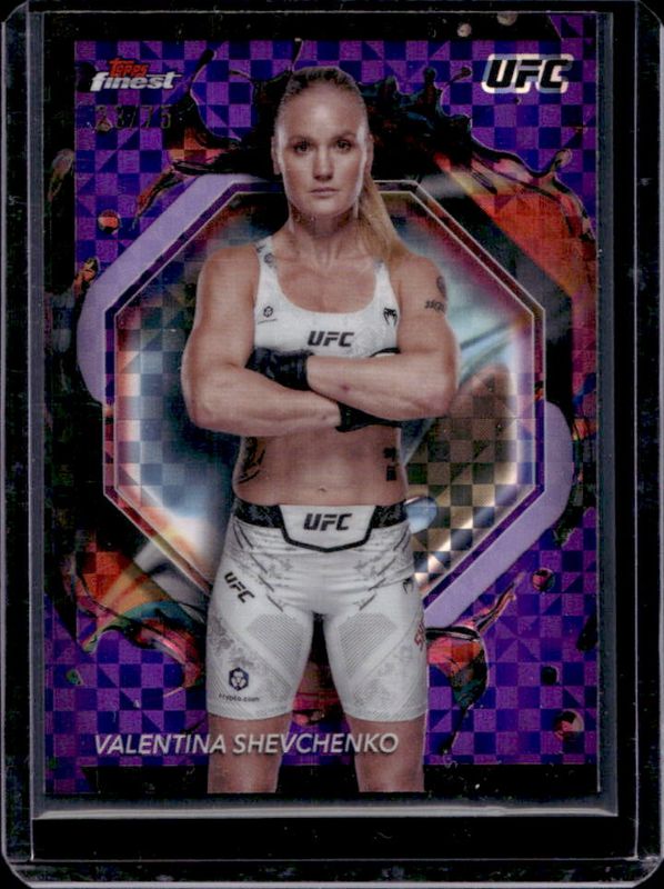 Valentina Shevchenko 2024 Topps Finest UFC #289 Purple Checkerboard Refractor RAW