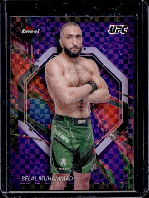 Belal Muhammad 2024 Topps Finest UFC #37 Purple Checkerboard Refractor RAW