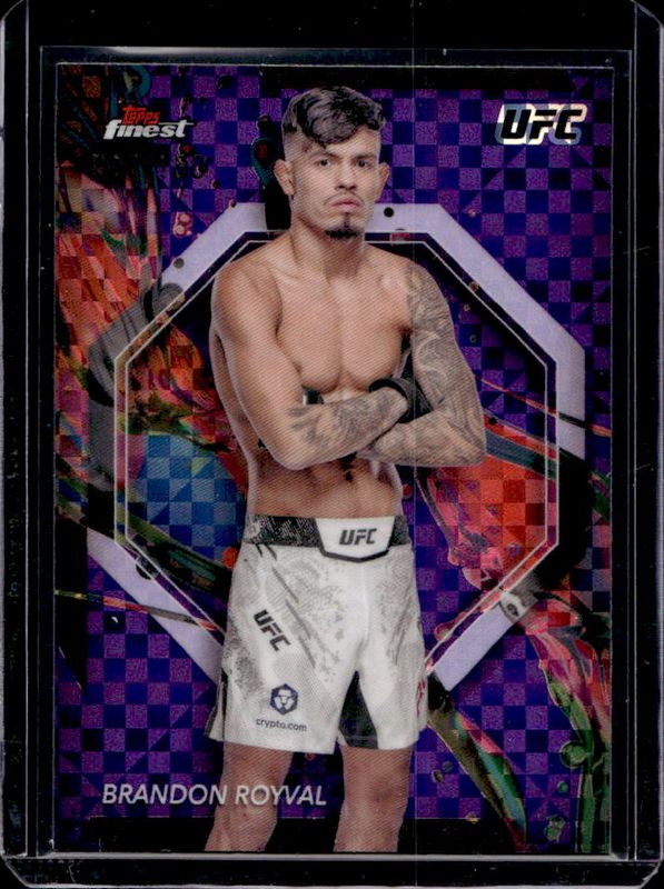 Brandon Royval 2024 Topps Finest UFC #48 Purple Checkerboard Refractor RAW
