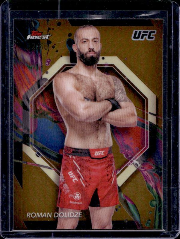 Roman Dolidze 2024 Topps Finest UFC #2 Gold Refractor RAW