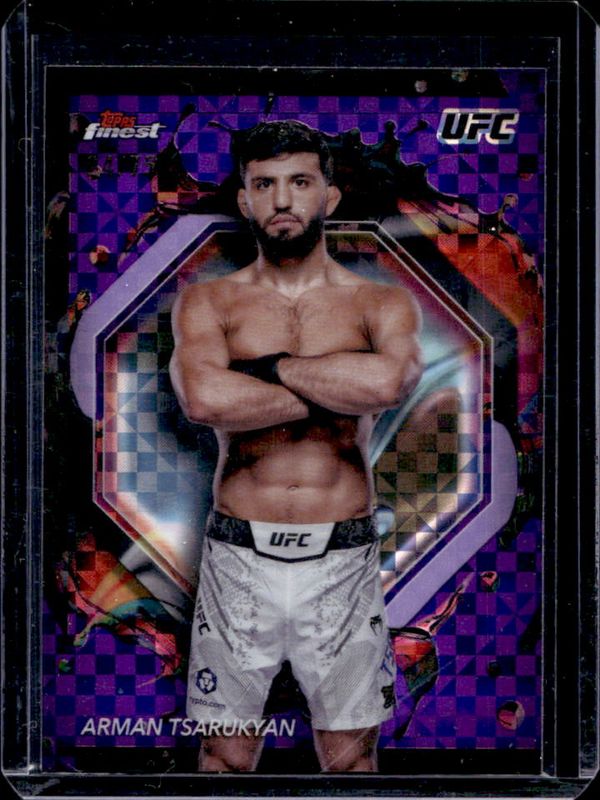 Arman Tsarukyan 2024 Topps Finest UFC #211 Purple Checkerboard Refractor RAW