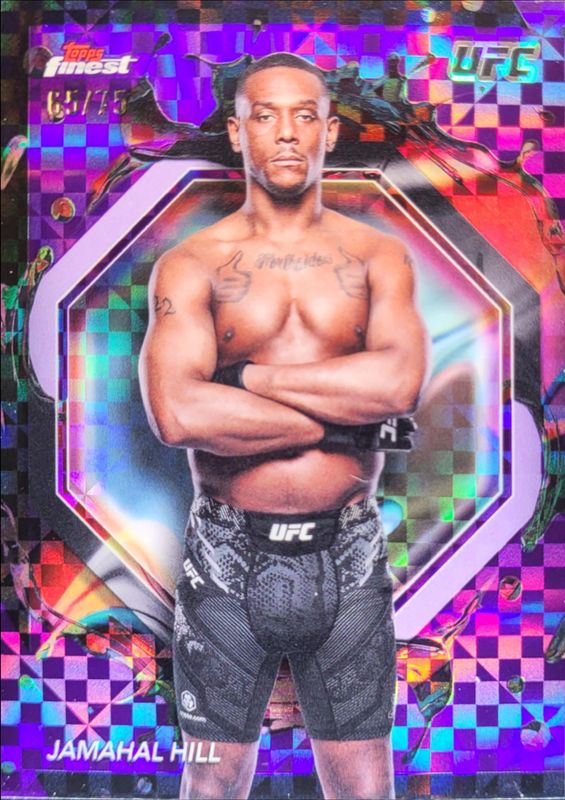 Jamahal Hill 2024 Topps Finest UFC #270 Purple Checkerboard Refractor RAW