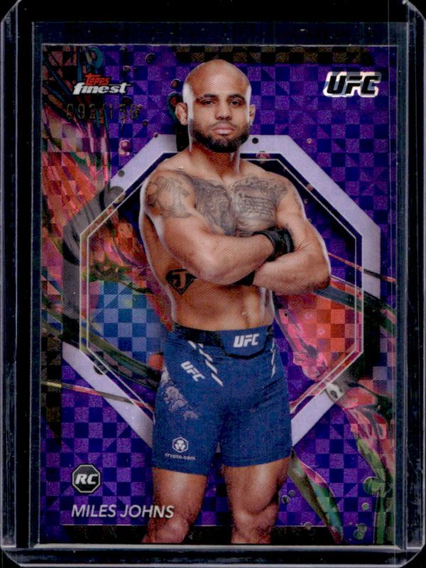 Miles Johns 2024 Topps Finest UFC #3 Purple Checkerboard Refractor Rookie RAW