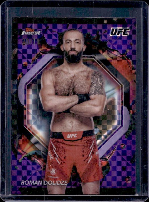 Roman Dolidze 2024 Topps Finest UFC #202 Purple Checkerboard Refractor RAW