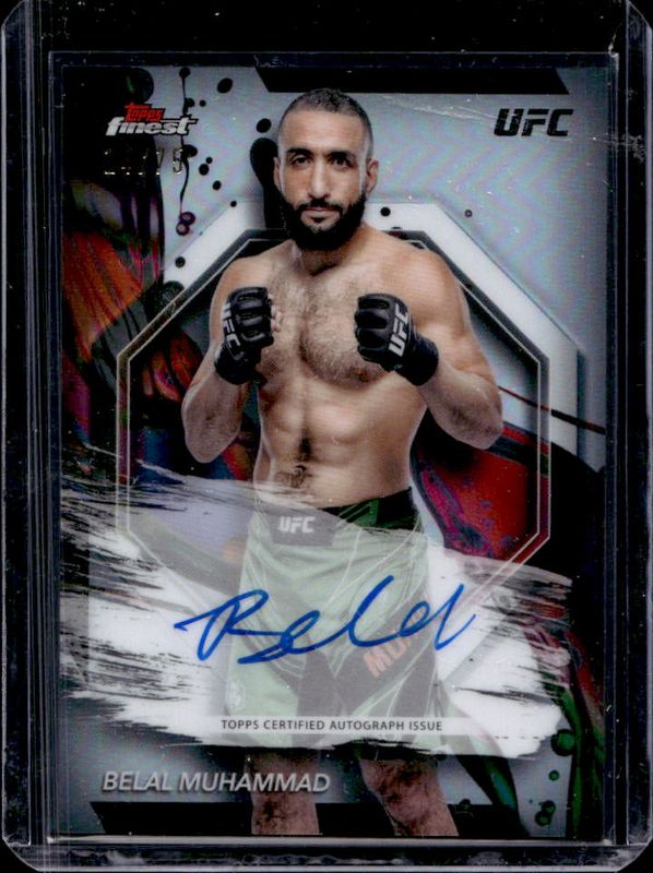 Belal Muhammad 2024 Topps Finest UFC #FA-BMD Finest Autographs - Refractor /99 RAW