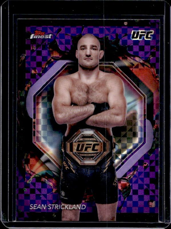 Sean Strickland 2024 Topps Finest UFC #234 Purple Checkerboard Refractor RAW
