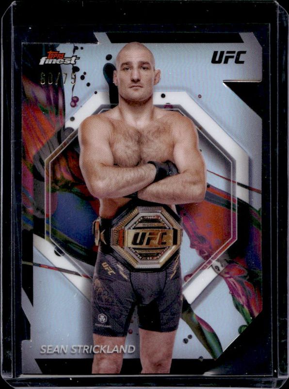 Sean Strickland 2024 Topps Finest UFC #45 Die-Cut Refractor RAW