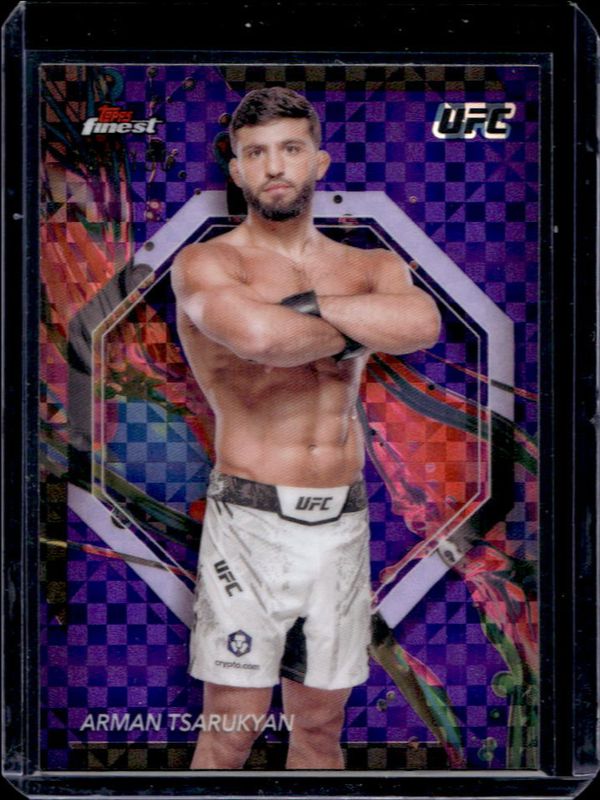 Arman Tsarukyan 2024 Topps Finest UFC #92 Purple Checkerboard Refractor RAW