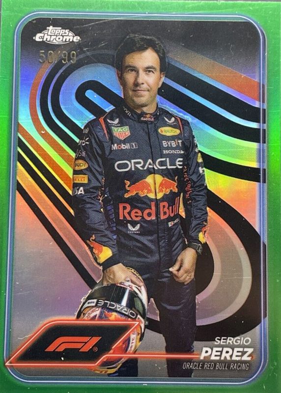 Sergio Perez 2024 Topps Chrome Formula 1 #2 Green Refractor /99 PSA 10