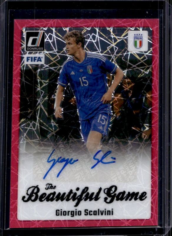Giorgio Scalvini 2023 Donruss #BG-GS The Beautiful Game Autographs - Pink Velocity RAW