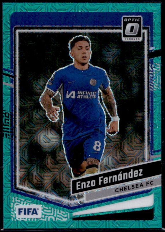 Enzo Fernandez 2023 Donruss #80 Optic - Teal Mojo /49 RAW