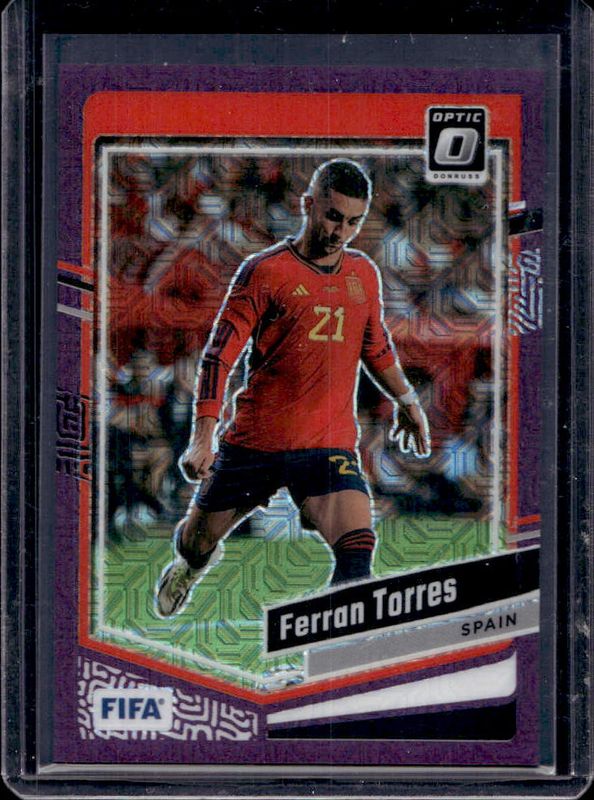 Ferran Torres 2023 Donruss #57 Optic - Purple Mojo /25 RAW