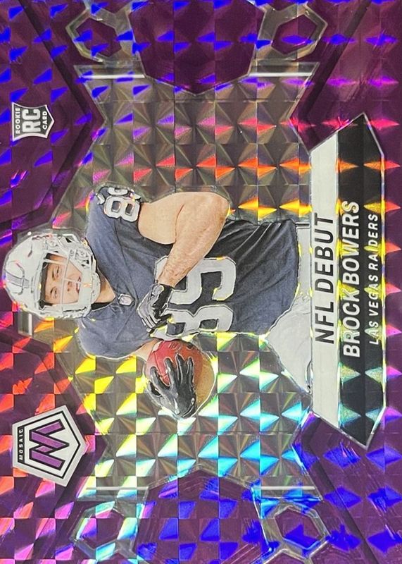 Brock Bowers 2024 Mosaic #286 NFL Debut - Purple /49 Rookie RAW