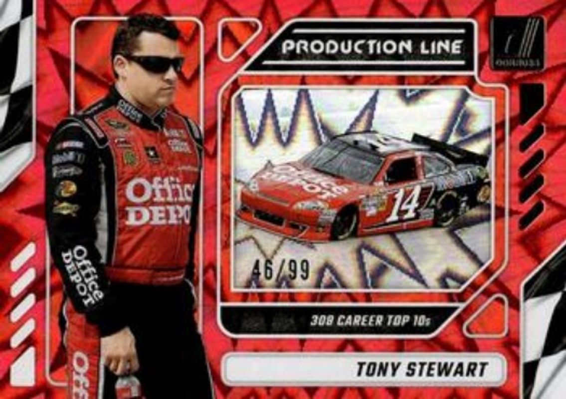 Tony Stewart 2024 Donruss NASCAR #18 Production Line Red Xplosion /99 RAW