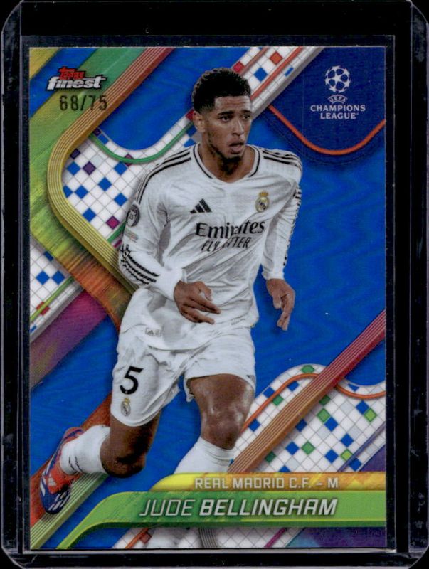 Jude Bellingham 2024 Topps Finest UEFA Club Competitions #5 Blue Refractor /75 RAW