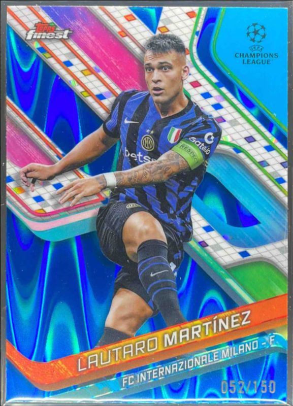 Lautaro Martinez 2024 Topps Finest UEFA Club Competitions #35 Blue RayWave Refractor /150 RAW