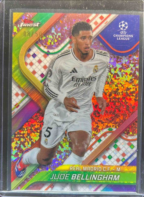 Jude Bellingham 2024 Topps Finest UEFA Club Competitions #5 Rose Gold Mini Diamond Refractor /50 RAW