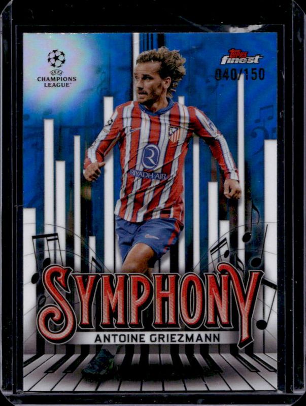 Antoine Griezmann 2024 Topps Finest UEFA Club Competitions #SY-23 Finest Symphony - Blue Refractor /150 RAW