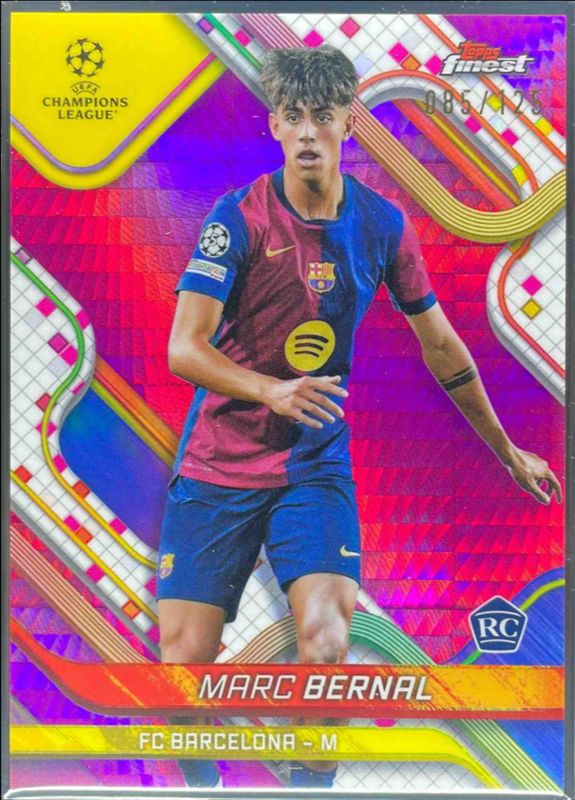 Marc Bernal 2024 Topps Finest UEFA Club Competitions #93 Pink Prism Refractor /125 Rookie RAW