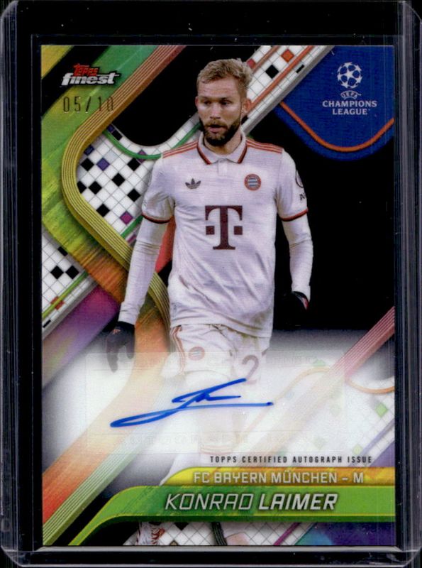 Konrad Laimer 2024 Topps Finest UEFA Club Competitions #BA-KL Base Autographs - Black Refractor /10 RAW