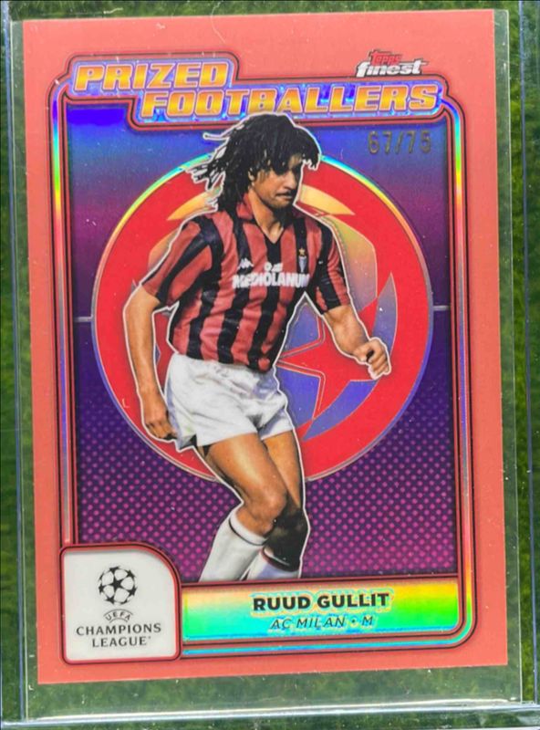 Ruud Gullit 2024 Topps Finest UEFA Club Competitions #PF-8 Prized Footballers - Rose Gold Refractor /75 RAW