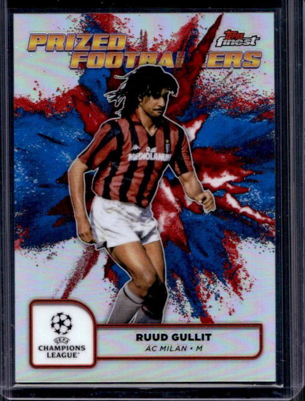 Ruud Gullit 2024 Topps Finest UEFA Club Competitions #PFF-8 Prized Footballers Fusion - Blue Red Refractor RAW