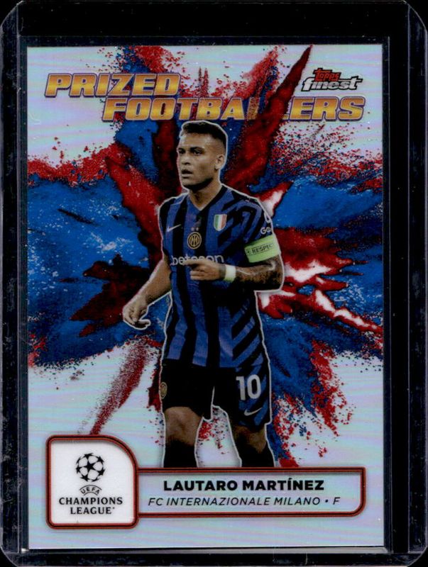 Lautaro Martinez 2024 Topps Finest UEFA Club Competitions #PFF-20 Prized Footballers Fusion - Blue Red Refractor RAW