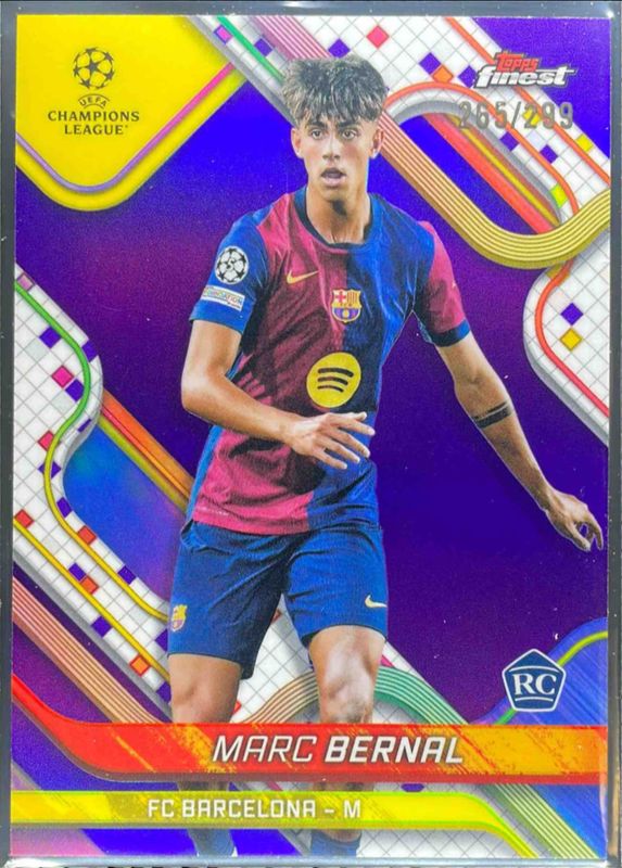 Marc Bernal 2024 Topps Finest UEFA Club Competitions #93 Purple Refractor /299 Rookie RAW