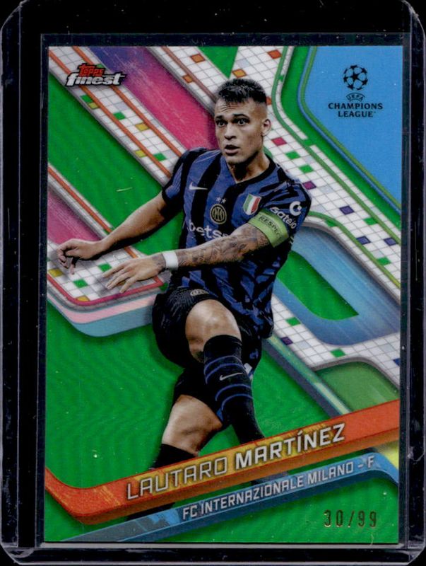 Lautaro Martinez 2024 Topps Finest UEFA Club Competitions #35 Green Refractor /99 RAW
