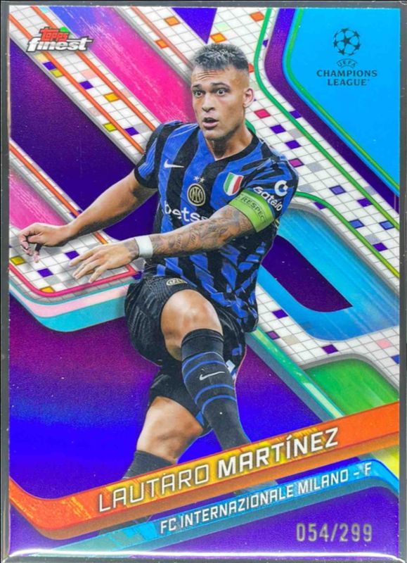 Lautaro Martinez 2024 Topps Finest UEFA Club Competitions #35 Purple Refractor /299 RAW