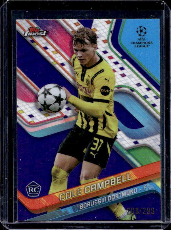 Cole Campbell 2024 Topps Finest UEFA Club Competitions #58 Purple Refractor /299 Rookie RAW