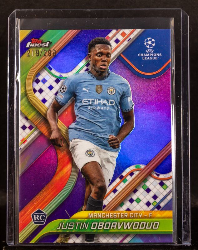 Justin Oboavwoduo 2024 Topps Finest UEFA Club Competitions #112 Purple Refractor /299 RAW
