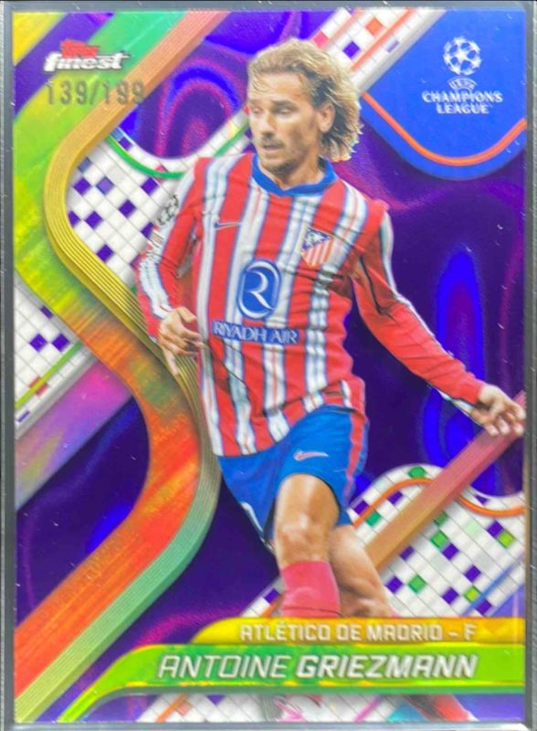 Antoine Griezmann 2024 Topps Finest UEFA Club Competitions #89 Purple Lava Refractor /199 RAW