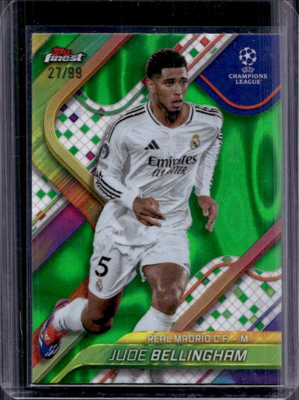 Jude Bellingham 2024 Topps Finest UEFA Club Competitions #5 Green Lava Refractor /99 RAW