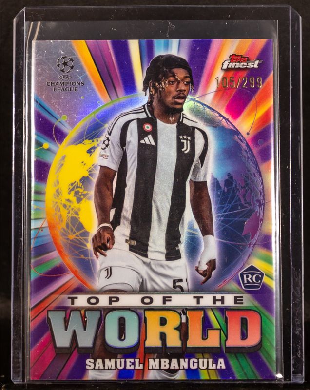 Samuel Mbangula 2024 Topps Finest UEFA Club Competitions #TW-32 Top of the World - Purple Refractor /299 Rookie RAW