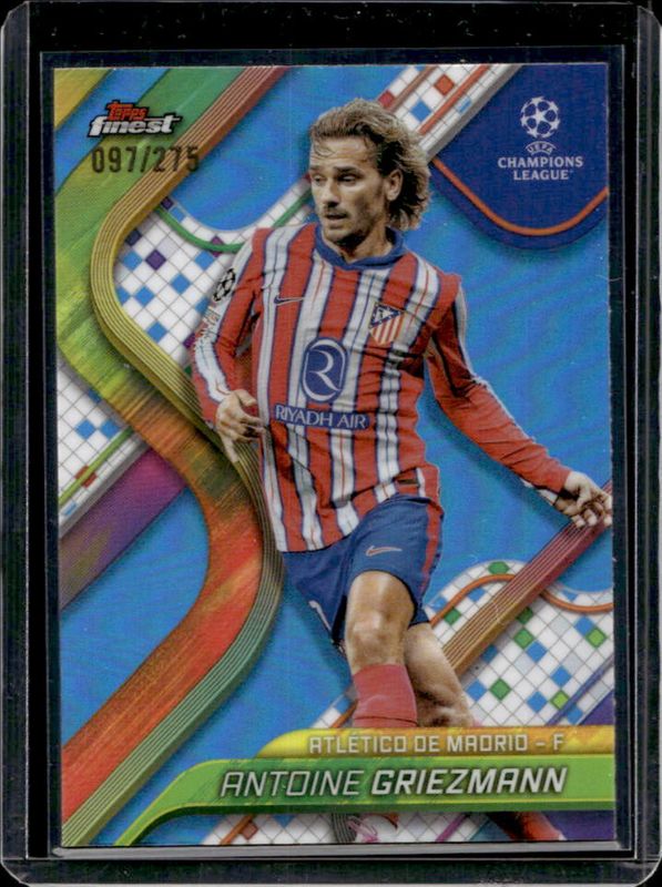 Antoine Griezmann 2024 Topps Finest UEFA Club Competitions #89 Sky Blue Refractor /275 RAW